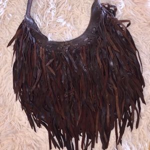 Lucky 🍀 brown Leather Purse w/ Fringe